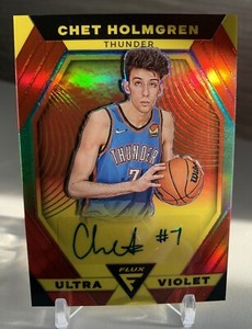 2022-23 Panini Flux Chet Holmgren Ultra Violet Auto /49 Rookie RC Thunder