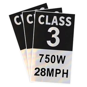 Electric Bicycle Frame (3 Stickers a Pack) E-Bike Class 2 Stickers Decals Sets - Picture 1 of 10