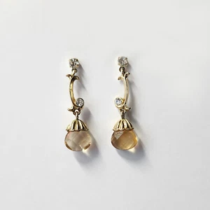 Avon Marked HS. Yellow/Pink Stone Drop Earrings. Two zircons plus teardrop main. - Picture 1 of 10