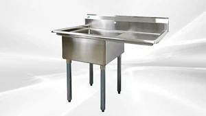 NEW 18" Stainless Steel Sink Right Compartment Commercial Kitchen Restaurant NSF - Picture 1 of 7