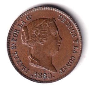 ESPAÑA 10 centimos de real 1860 Segovia S/C Reina Isabel II - Picture 1 of 2