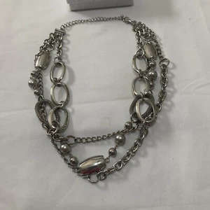 Premier Designs "THE A LIST" Silver Tone 16" 3-Strand Necklace - Picture 1 of 6