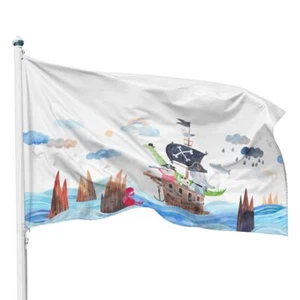 PHENO FLAGS Niños Bandera Pirata, 60x90 cm -Motivo Barco Pirata con Elefante, Oso - Imagen 1 de 6