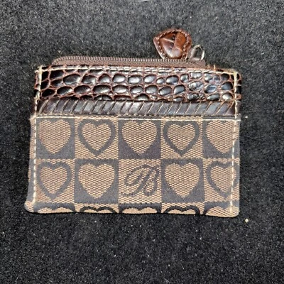 Cartera de cuero/lona Brighton para cambiar monedas con bolsillo tarjetero marrón corazón cremallera 4x3 Foto 1 de 4