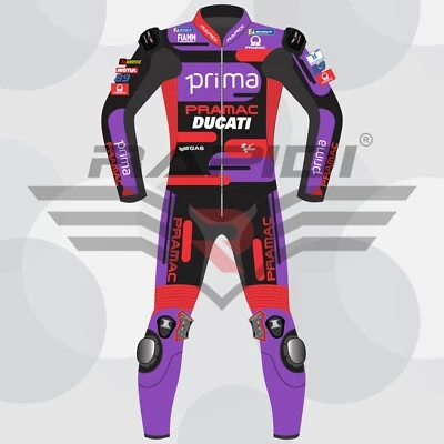 JORGE MARTIN DUCATI PRAMAC 2024 MODEL MOTOGP MOTORBIKE LEATHER RACING SUIT - Image 1 of 4