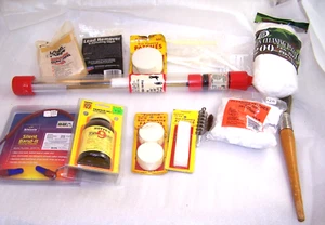 Lot of Gun cleaning supplies, pads, solution, Pro-shot Kit, Ear Plugs, brushes - Picture 1 of 9