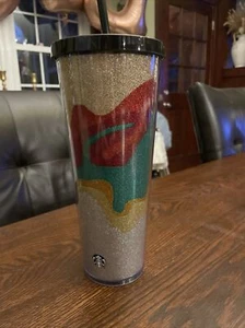 Starbucks 2018 Christmas Glitter Swirl Venti Cold Cup Tumbler 24 oz Holiday - Bild 1 von 4