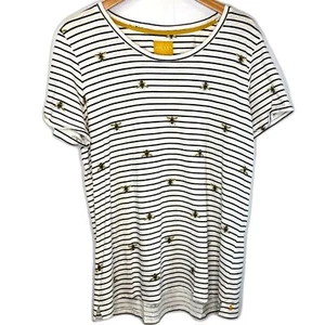 Joules Z_Nessaprnt Striped T-shirt Short Sleeve Embroidered Bees - Picture 1 of 10
