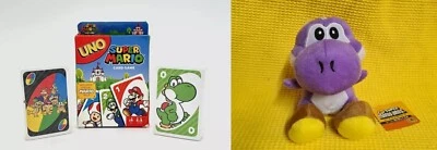 Yoshi Super Mario Plüschtier 16cm Lila mit Saugnapf+Super Mario UNO Spiel Karten - Bild 1 von 4