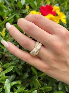 Van Cleef 18k Pave Diamond Ring Crossover Entrelacs Size 5.25 Euro 50 VCA RG4256 - Picture 1 of 8