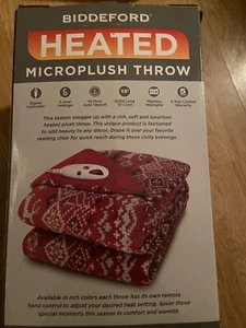 Biddeford Heated Electric Snowflakes Grey Microplush Throw Blanket, Warm - Picture 1 of 3
