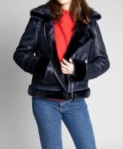 Urbancode Damen Wendbare Kunstleder Kapuzen Fliegerjacke. - Bild 1 von 4