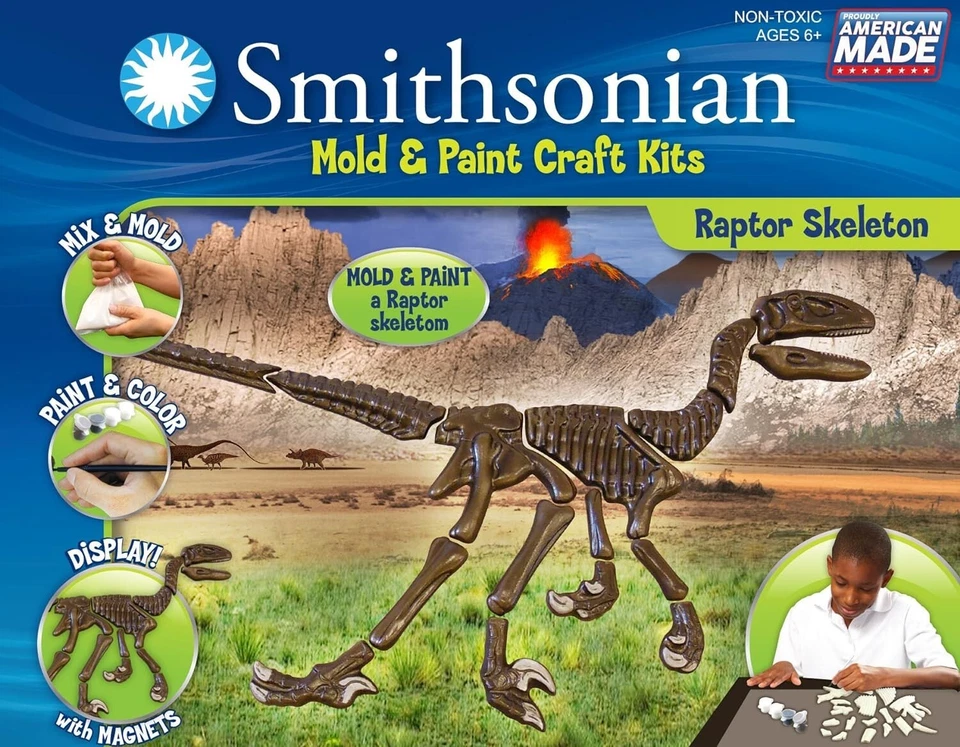Smithsonian Raptor Esqueleto Molde y Pintura Artesanía Kit Dinosaurio Velociraptor Fabricante Foto 1 de 1