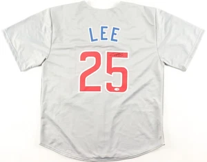 Derrek Lee Signed Auto Chicago Cubs Grey Custom Jersey Beckett Witness JSA - Picture 1 of 2