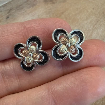 BRINCOS DE OURO BLACK HILLS PRATA ESTERLINA 925 oxidado amarelo e ouro rosa - Imagem 1 de 4