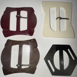 Lot of 4 Vintage Celluloid/Early Plastic Buckles c. 1930s/40s DECO EXC - Foto 1 di 5