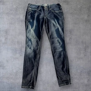 Ariat Jeans Dark Denim Pants Straight REAL Western Cowgirl Rodeo Womens 32R - Picture 1 of 6