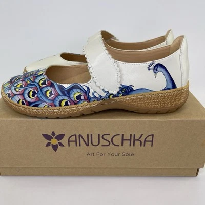 Anuschka Women's Ella Peacock Bliss Printed Leather Mary Jane Shoes US 8 - Image 1 of 4