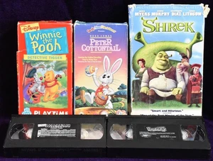 Lot of 5 VHS Tapes/Movies Childrens Animated Shrek Winnie The Pooh Barney +More! - Picture 1 of 9