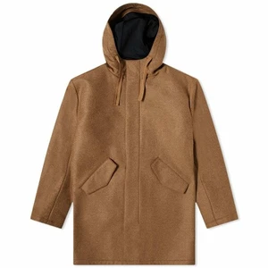 A.P.C. Benoit Parka Jacket Hooded Dark Beige Front Zip Wool Blend EUC - Picture 1 of 10
