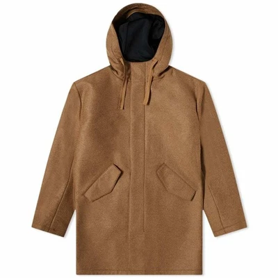 A.P.C. Benoit Parka Jacket Hooded Dark Beige Front Zip Wool Blend EUC - Image 1 of 4
