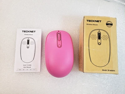 TECKNET Wireless Mouse for Laptop, 2.4GHz USB Mini Cordless Small Pink TK-MS006 - Image 1 of 4