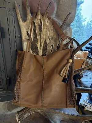 The Sak Los Feliz Genuine Leather Large Tote Boho Hobo Bag, Tobacco Moroccan EUC - Image 1 of 4