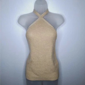 J. Crew Cotton Cashmere Blend Halter Sweater Tank Top Medium Beige Neutral BH467 - Picture 1 of 11