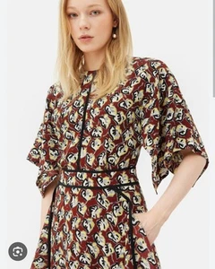 Jigsaw x Collagerie Fig Leaf Print Dress Size 10 - Picture 1 of 11