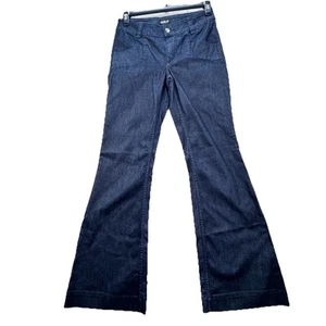 NEW Allen B. by Allen Schwartz Blue Flare Trouser Jeans Rhinestone Button Size 6 - Picture 1 of 12