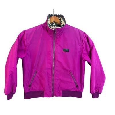 Chaqueta LL Bean Azteca Forrada de Vellón Púrpura Calentamiento Retro De Colección Talla S-M Leer Foto 1 de 4