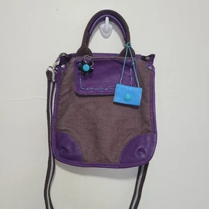 GABS Umhängetasche Handtasche Made In ITALY Lila Canvas Leder  - Bild 1 von 10