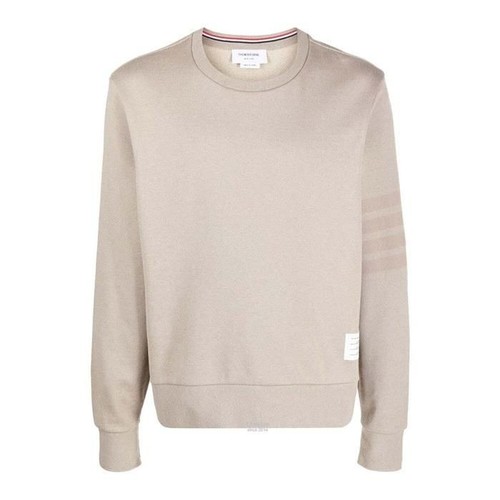 Thom Browne Felpa girocollo a righe 4 barre beige 130850924