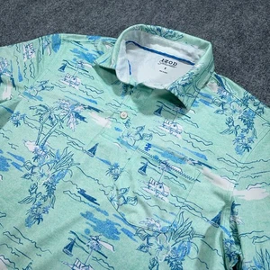 Camisa Polo Izod Agua Salada Hombres S Verde Estampado Tropical Manga Corta Bolsillo Elastizada - Imagen 1 de 7