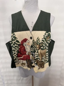 Gilet Orvis Babbo Natale con cervo vintage made in Usa - Foto 1 di 9