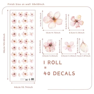 Fiori Rosa Sakura Adesivi Murali Decorazione per Camerette Boho Fiori Bianchi Ad - Foto 1 di 13