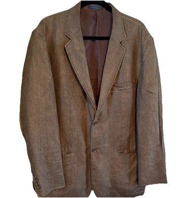 Men’s 44 R  Brown 2 Button Linen Blazer - Image 1 of 4