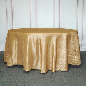 GOLD 120" Akkordeon Knistern Taft Runde Tischdecke Hochzeit Party Dekoration - Bild 1 von 8