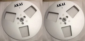 One Pair Akai Metal Aluminum 7'' Silver Tape Reel For GX-747 635D Tape Recorder - Picture 1 of 1