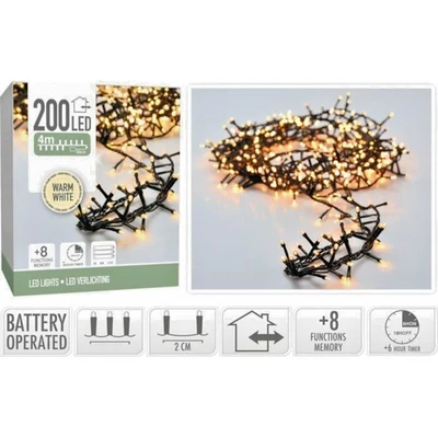 LED Lichterkette 200  Clusterlichterkette Garten Deko kaltweiß Timer Batterie - Bild 1 von 3