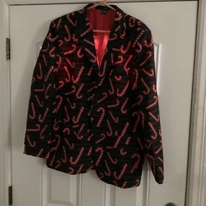 Christmas blazer sports coat candy canes stripes lights Up Sz L RN #91497 EUC - Picture 1 of 13
