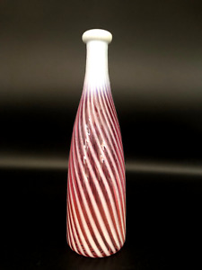 Antique Victorian Cranberry Opalescent Bitters/Barber Bottle Swirl Pattern
