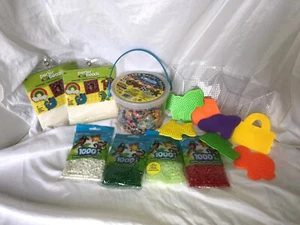 New - Lot of 10,000 Perler Beads in Bucket, Iron Paper and Templates Pegboards - Picture 1 of 4