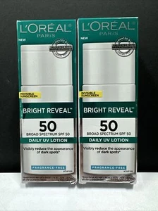 (2x) L'Oreal Bright Reveal•Broad Spectrum•UV Lotion•SPF 50 - 1.7 floz Exp.08/25+ - Picture 1 of 11