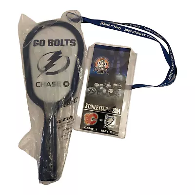2004 Stanley Cup Finals Game 1 Tix Holder Lanyard & Clacker Tampa Bay Lightning - Image 1 of 4