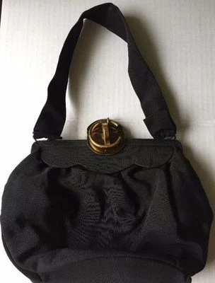 Bolso de noche satinado tafetán negro vintage bolso de mano estilo Gamma Año Nuevo Foto 1 de 4