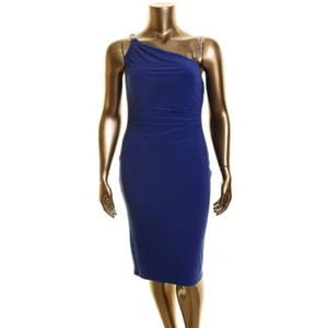 LAUREN RALPH LAUREN NEW Women's One Shoulder Side Pleat Sheath Dress 4 TEDO - Picture 1 of 2