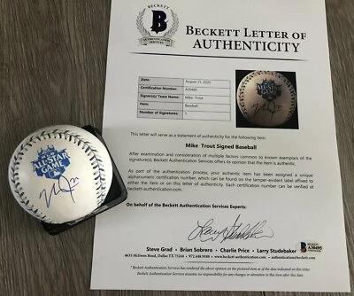 MIKE TROUT ANGELS SIGNED 2012 MLB ALL STAR GAME BASEBALL w/ BECKETT BAS COA - Image 1 of 4