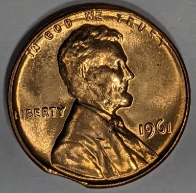 1961 - P -Lincoln Memorial Cent Penny - Clipped Planchet Clip Error - BU S265 - Image 1 of 4