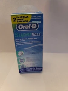 2 Pack Oral-B Super Floss Dental Pre-Cut Strands Mint Braces,Bridges,wide spaces - Picture 1 of 1